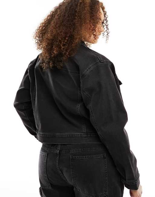 Chaqueta vaquera negro lavado de estilo wéstern de ASOS DESIGN Curve, 4 de 4