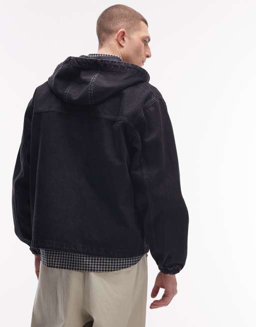 Chaqueta vaquera negro lavado de estilo worker con cremallera de No Problemo, 3 de 5