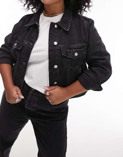Chaqueta vaquera negro lavado Tilda de Topshop Curve