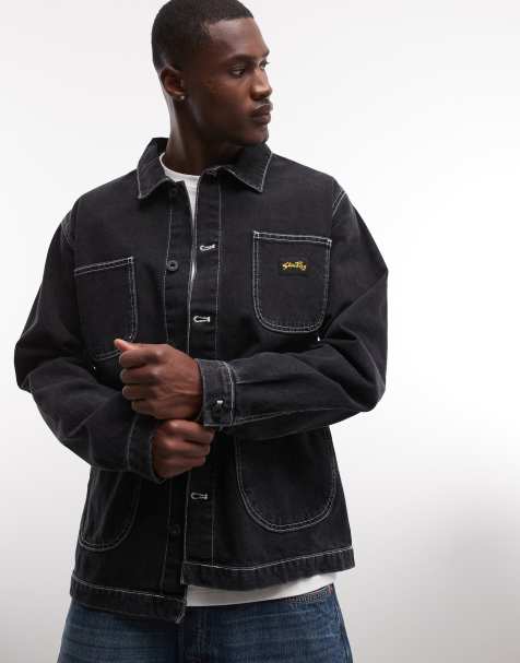Chaqueta vaquera negro lavado utilitaria con botones de Stan Ray - view 1