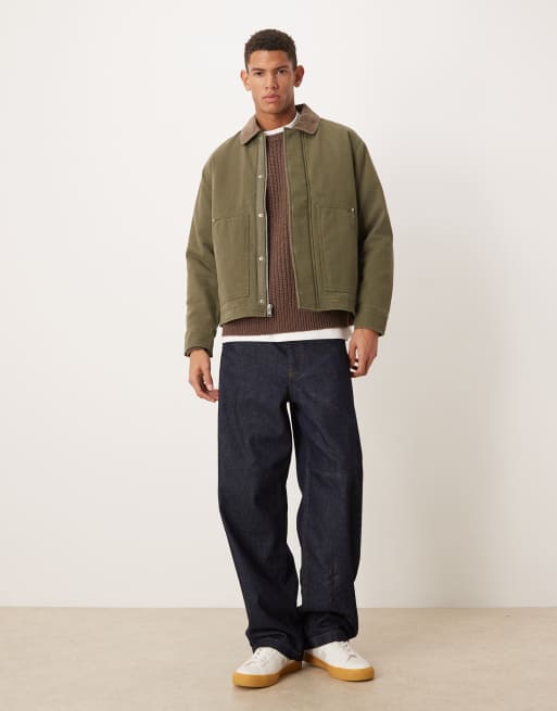 Chaqueta verde acolchada estilo worker con solapas de pana de Abercrombie & Fitch, 2 de 5