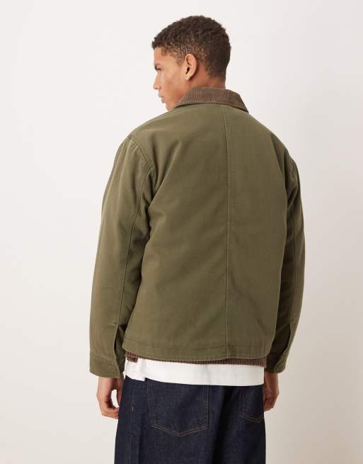 Chaqueta verde acolchada estilo worker con solapas de pana de Abercrombie & Fitch, 3 de 5