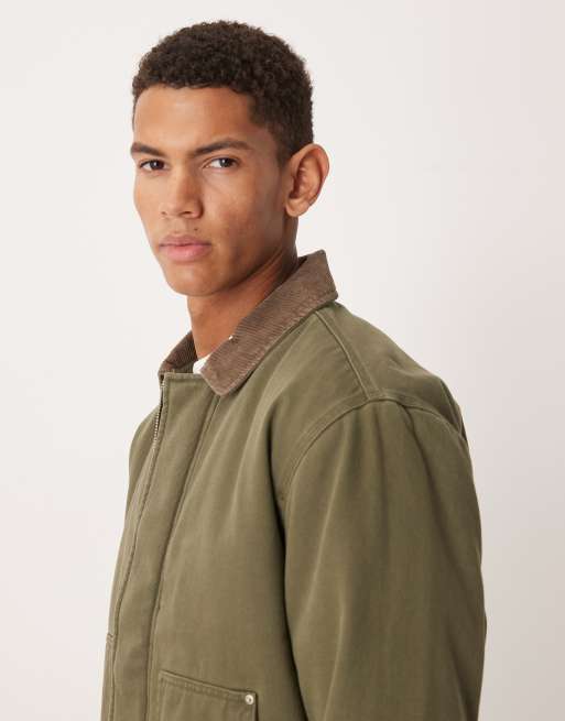 Chaqueta verde acolchada estilo worker con solapas de pana de Abercrombie & Fitch, 4 de 5