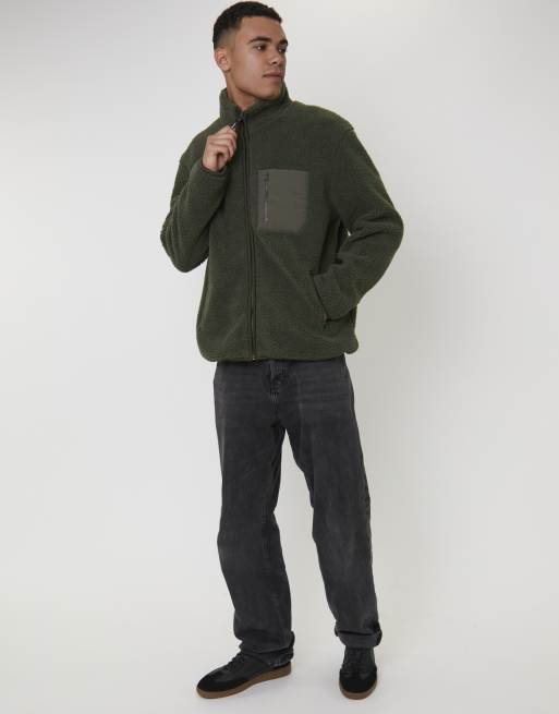 Chaqueta verde con cremallera de borreguito afelpado de South Beach , 2 de 4