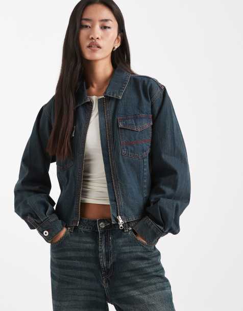 Chaqueta verde entallada con acabado lavado y cremallera de COLLUSION Circular Design Collection - view 1