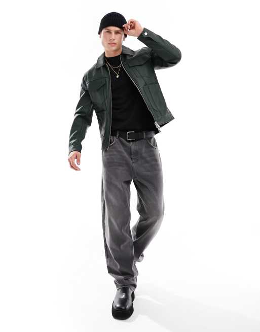 Chaqueta verde estilo wéstern de cuero sintético de River Island