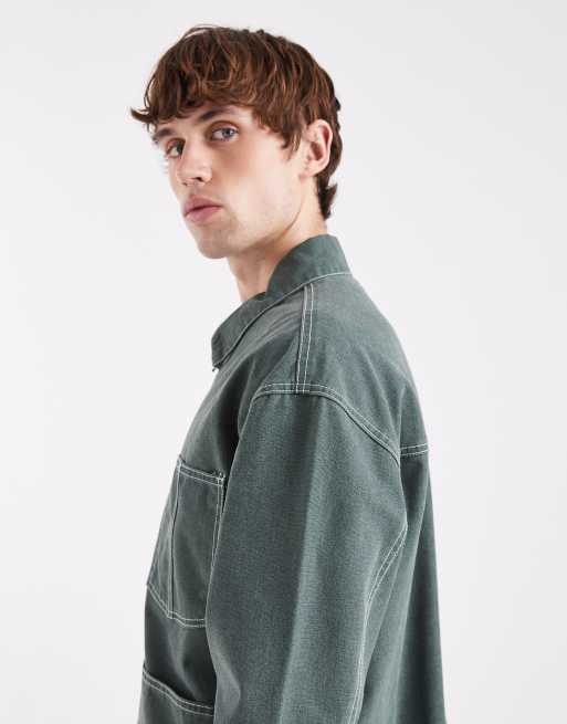 Chaqueta verde grisáceo con pespuntes en contraste Chore de ONLY & SONS, 4 de 5
