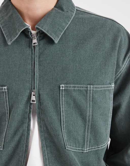Chaqueta verde grisáceo con pespuntes en contraste Chore de ONLY & SONS, 5 de 5