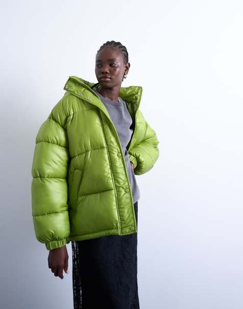 Chaqueta verde luminoso ultrabrillante acolchada de tejido antidesgarros de Topshop - view 1