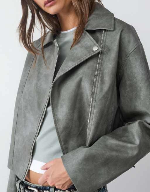 Chaqueta verde menta de cuero de Balmohk, 3 de 4