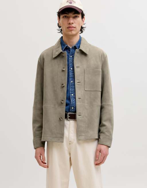 Chaqueta verde oliva ahumado de ante de Jack & Jones, 3 de 7