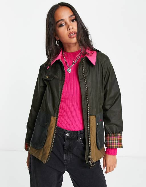 Chaqueta verde oliva antiguo con diseño tipo patchwork de tejido encerado Lorna exclusiva de Barbour x ASOS