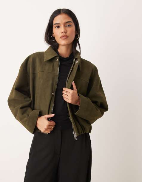 Chaqueta verde oliva de ante de JJXX - view 1