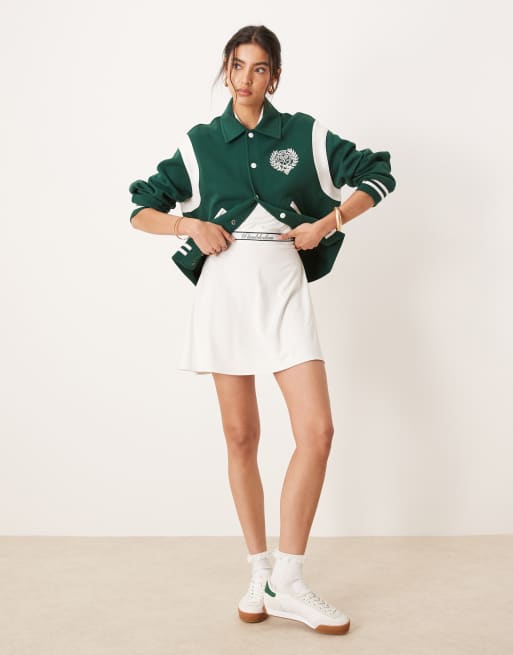 Chaqueta verde oscuro de estilo béisbol con logo de escudo en la parte trasera de punto doble de la colección cápsula Wimbledon de Polo Ralph Lauren