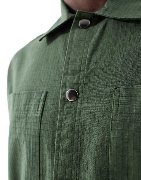 Chaqueta verde oscuro estilo camisa de tejido antidesgarros de New Look - view 1