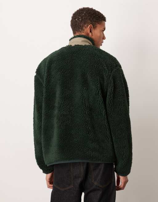 Chaqueta verde oscuro holgada con cremallera y bolsillo de borreguito de ASOS DESIGN, 3 de 5