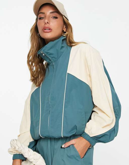 Chaqueta verde y color crema ligera de corte extragrande de Edited (parte de un conjunto)