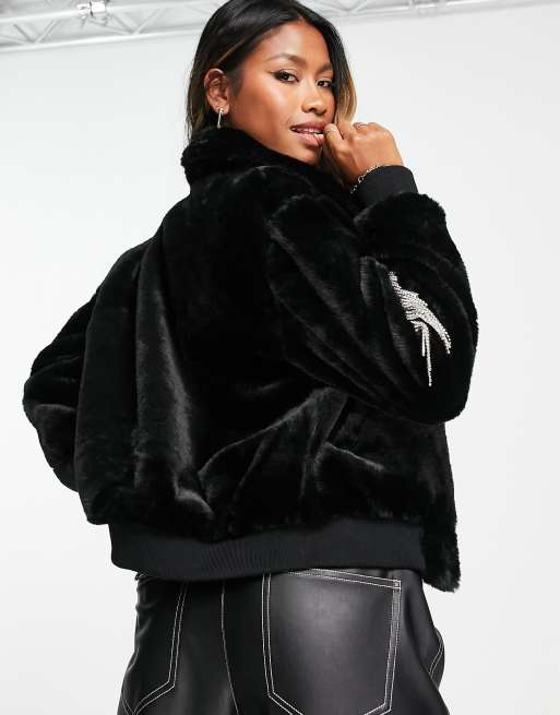 Chaqueta Western negra con detalle de flecos en contraste de Blank NYC, 2 de 4