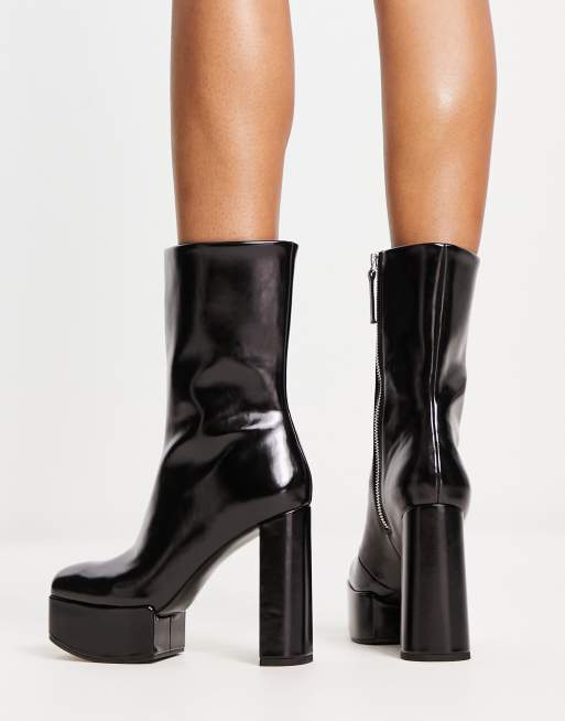 Dark Brown Chunky Platform Knee-High Boots - CHARLES & KEITH US