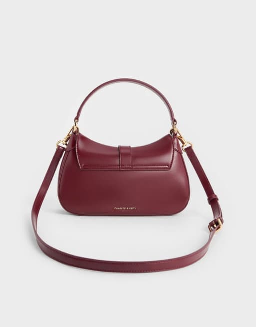 Charles & Keith Agatha chain accent bag in burgundy, 2 of 4
