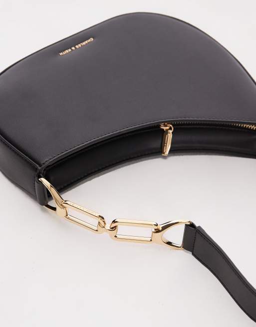 Charles & Keith Agatha chain-accent shoulder bag in black, 3 of 4