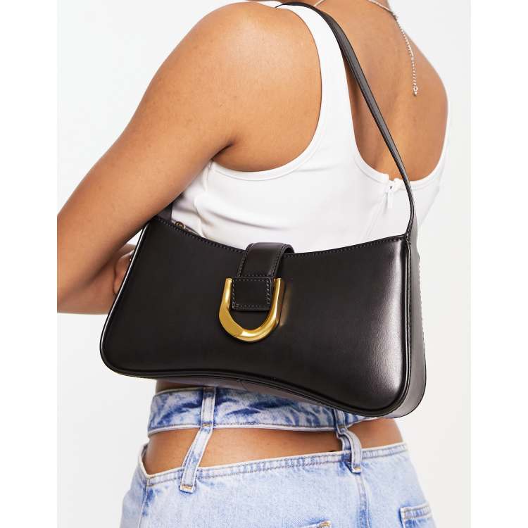 Borsa Topshop Piccola Donna Nero Effetto Patent Con Fibbia - A Spalla E Mano - Foto 2