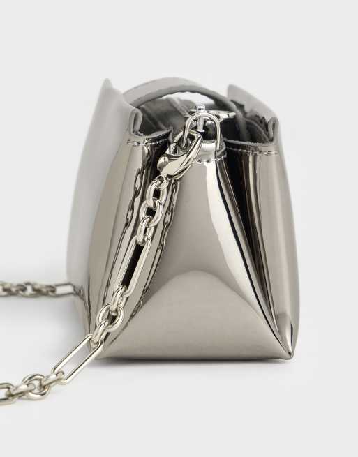 Charles & Keith Bosie metallic micro bag in pewter, 2 of 6