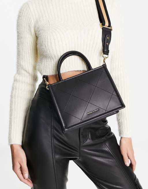 Charles & Keith boxy tote bag in black