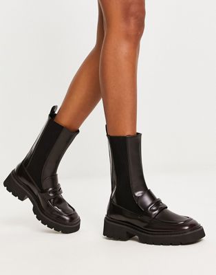 Dark Brown Chunky Platform Knee-High Boots - CHARLES & KEITH US