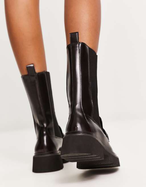 Dark Brown Chunky Platform Knee-High Boots - CHARLES & KEITH US