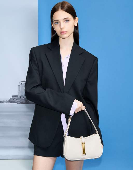 Charles & Keith Cesia metallic-accent shoulder bag in cream, 3 of 4