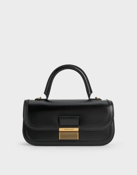Charles & Keith Charlot top handle bag in black - view 1
