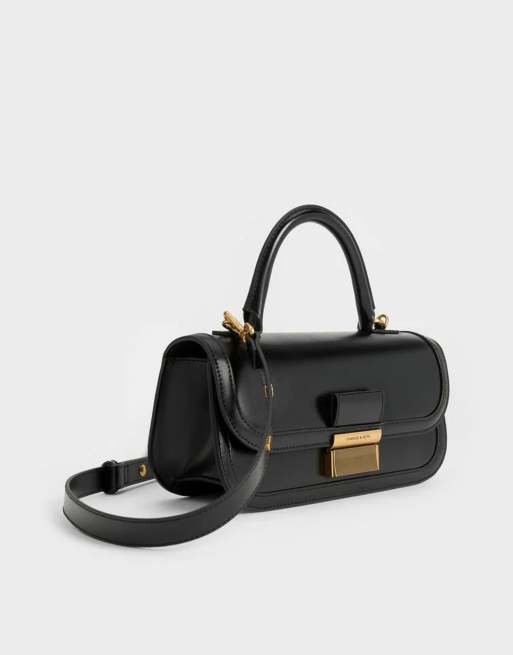 Charles & Keith Charlot top handle bag in black, 3 of 4