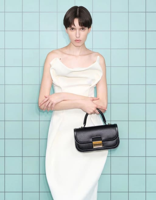 Charles & Keith Charlot top handle bag in black, 4 of 4
