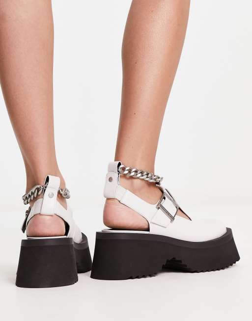 White Platform T-Bar Mary Janes, CHARLES & KEITH