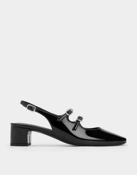 Charles & Keith Clementine double-strap slingback mary jane pumps in black box - view 1