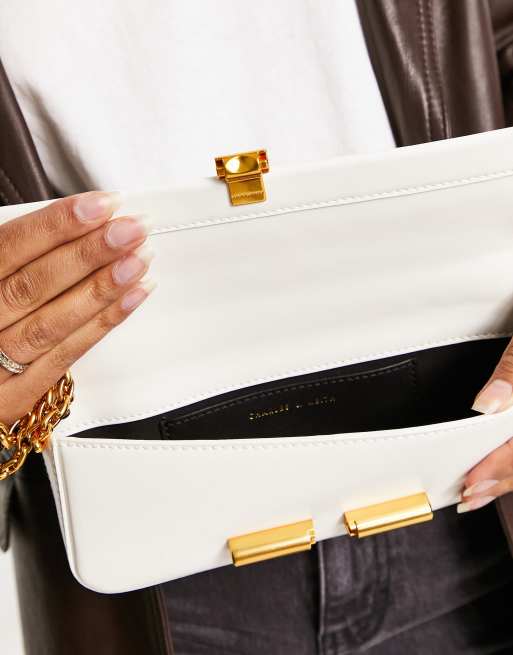 Charles & Keith Boxy Shoulder Bag in White