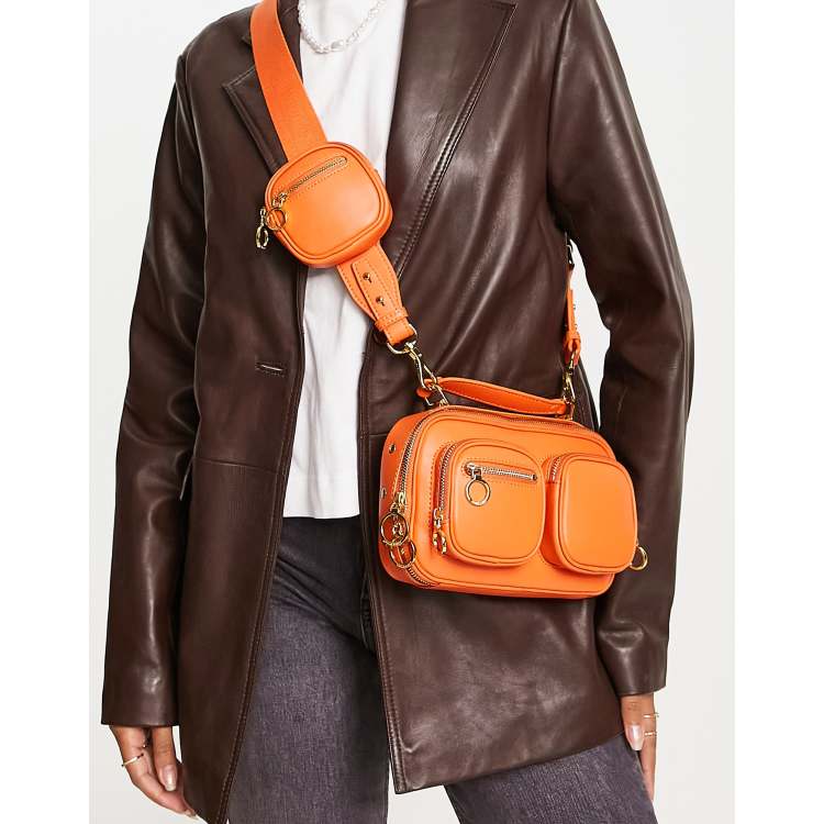 Charles & Keith cross body utility camera bag in orange | ASOS