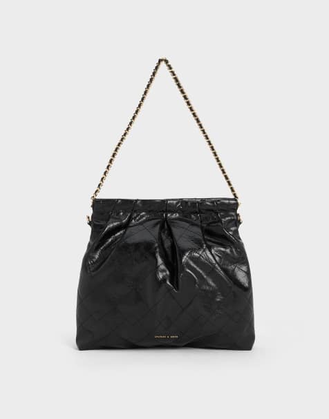 Charles & Keith Duo double chain bag in black - view 1