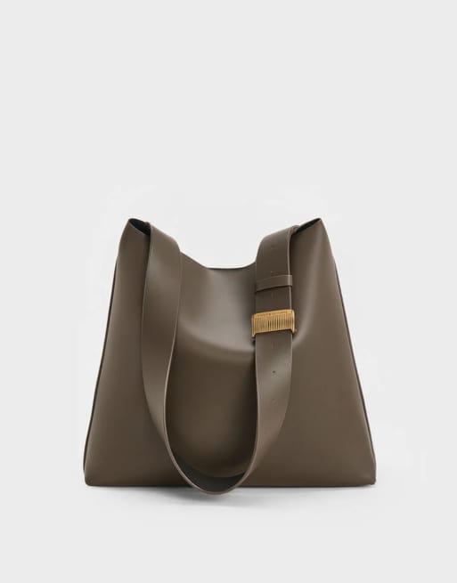 Charles & Keith Edna tote bag in dark moss | ASOS