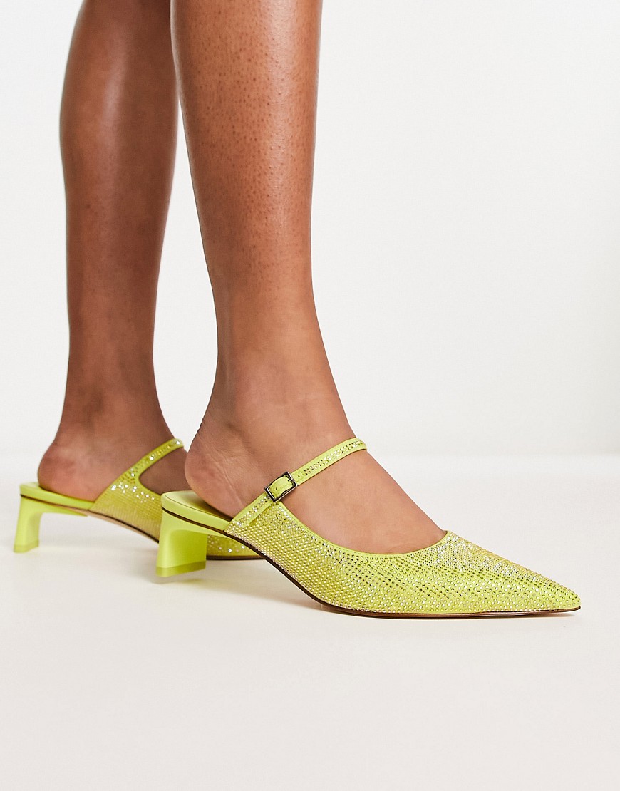 Charles & Keith embellished heeled shoes in lime-Yellow