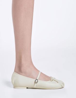  Emiko bow mary jane flats in chalk