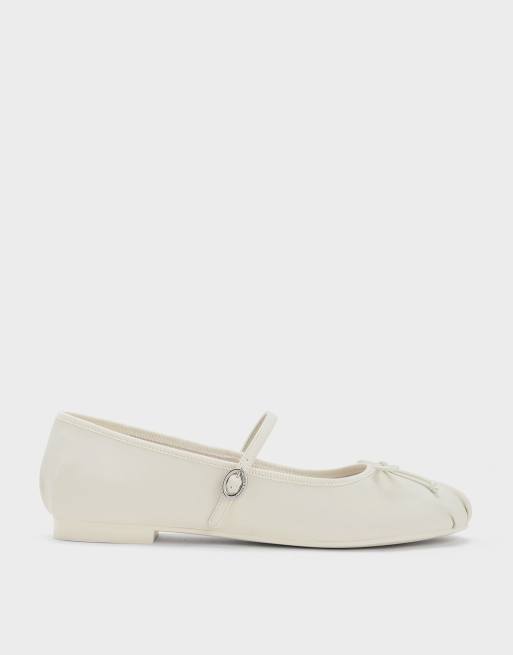 Charles & Keith Emiko bow mary jane flats in chalk, 3 of 4