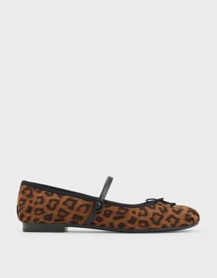  Emiko leopard-print bow mary jane flats in animal print brown