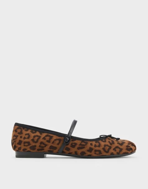 Charles & Keith Emiko leopard-print bow mary jane flats in animal print brown - view 1
