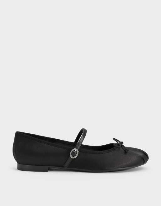 Charles & Keith Emiko satin bow mary jane flats in black, 2 of 4