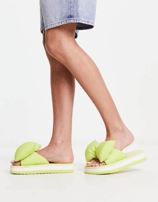 Charles Keith flatform sandals with puffy bow in lime ASOS