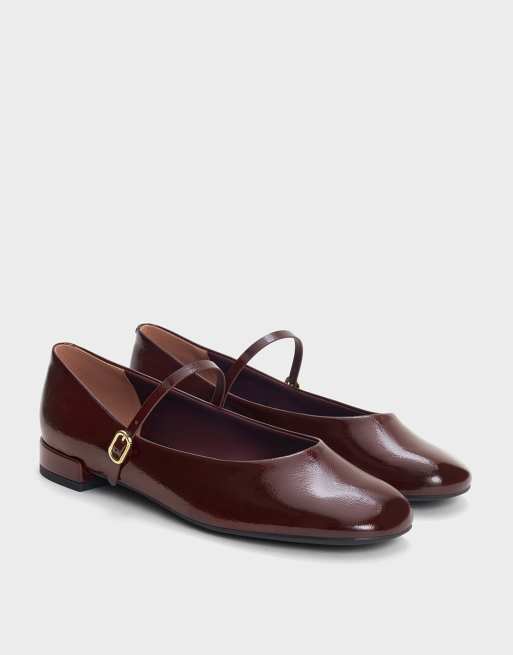 Charles & Keith Gertrude patent round-toe mary janes in burgundy, 3 of 4