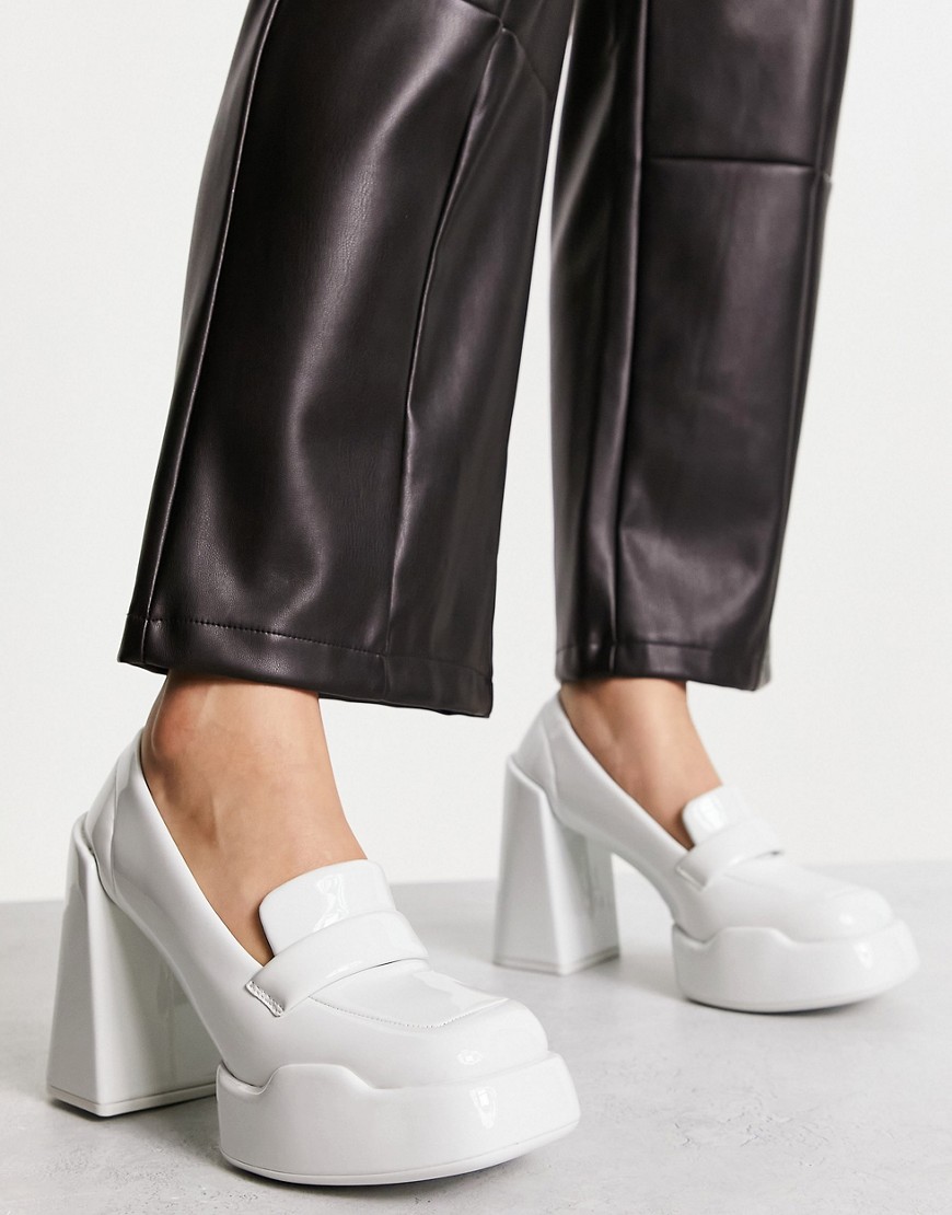 Charles & Keith heeled loafers in white patent