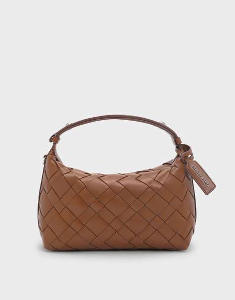 Charles & Keith Ivette woven shoulder bag in chocolate - view 1